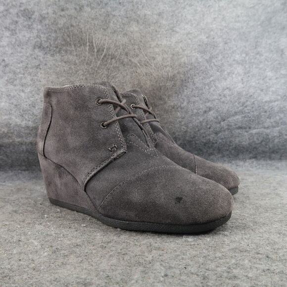 Toms Shoes Womens 8.5 Booties Wedge Fashion Kala Desert Leather Lace Up Classic - Picture 1 of 16
